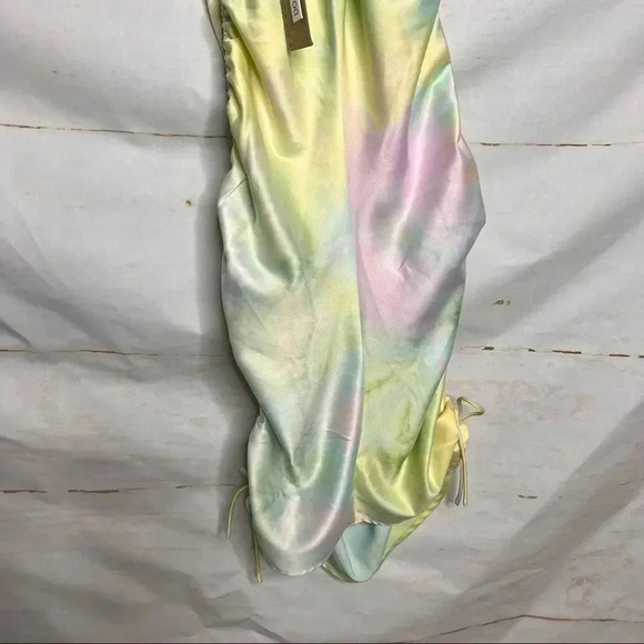 DO + BE Side Ruched Tie Dye Dress Size Medium Adjustable Straps Square Neck - Picture 6 of 13